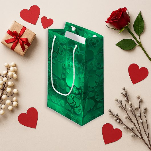 Whimsical Green Graphic Heart Pattern Design Klein Cadeauzakje