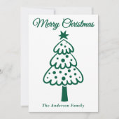 Whimsical Green Hand getrokken kerstboom Feestdagenkaart (Voorkant)