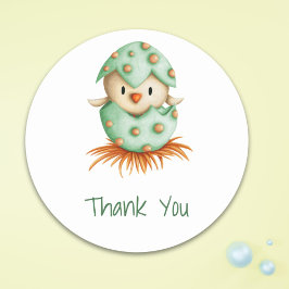 Whimsical Green Hatching Soon Vogel Dank u Ronde Sticker