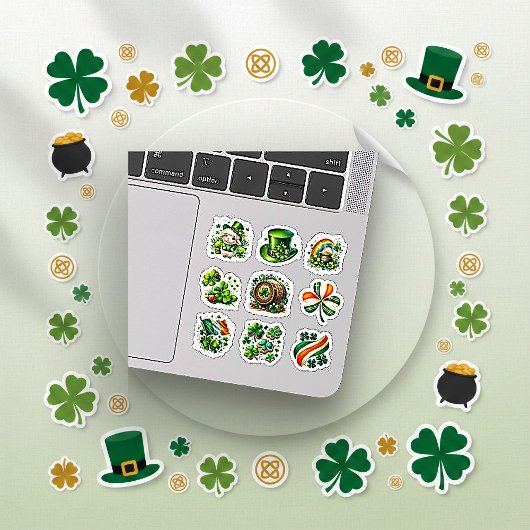 Whimsical Green Irish Folk St. Patrick’s Day Set Sticker