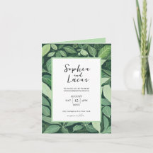 Whimsical Green Leaves Huwelijksuitnodiging