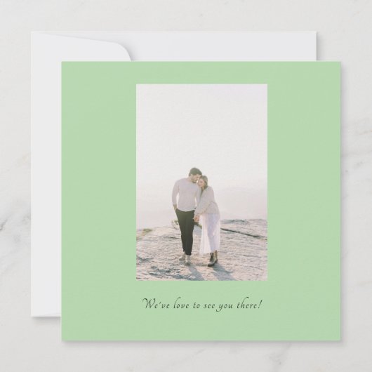 Whimsical Green Leaves Huwelijksuitnodiging Kaart (Achterkant)