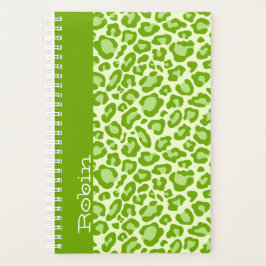 Whimsical Green Leopard Print Gepersonaliseerde Pl Planner