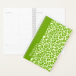 Whimsical Green Leopard Print Gepersonaliseerde Pl Planner