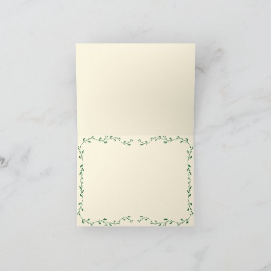 Whimsical Green Mediterrane bruiloft Bedankkaart (Binnen)