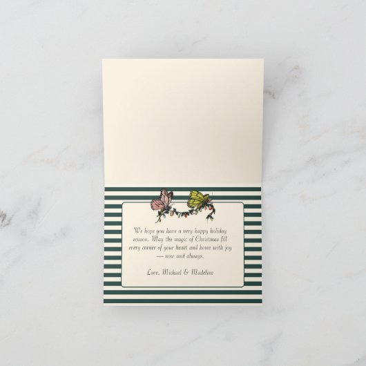 Whimsical Green Merry Magic Mushroom Kerstmis Hol Feestdagen Kaart (Binnen)