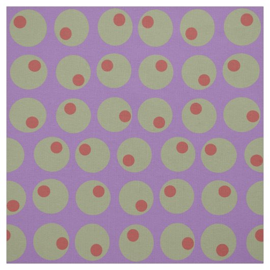 Whimsical Green Olife Stippen Pattern op Paars Stof (Swatch)