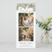 Whimsical Green Pine Fotostrip Dankjewel Kaart (Staand voorkant)