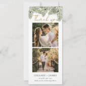 Whimsical Green Pine Fotostrip Dankjewel Kaart (Voorkant)