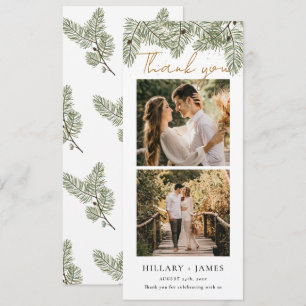 Whimsical Green Pine Fotostrip Dankjewel Kaart