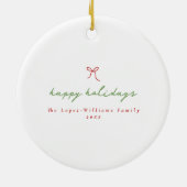 Whimsical Green & Red Hand Drawn Bows Lijst Foto Keramisch Ornament (Achterkant)