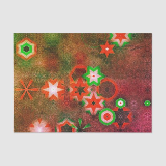 Whimsical Green Red Snowflake Mandala Starry Cool Tissuepapier (Voorkant)