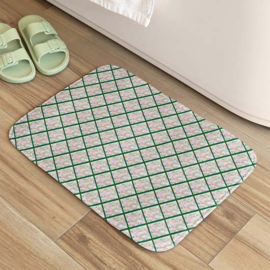 Whimsical Green Rhombus Abstract Badmat