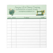 Whimsical Green Seing Machine Sales-ontvangstbewij Notitieblok (Voorkant)