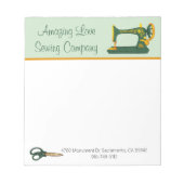 Whimsical Green Sewing Machine Notitieblok (Voorkant)