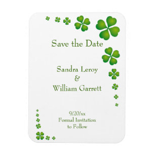 Whimsical Green Shamrock Save the Date Magnet Magneet