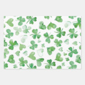 Whimsical Green Shamrocks Gelukkig Een Eerste Verj Inpakpapier Vel (Voorkant 3)
