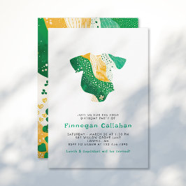 Whimsical Green Shamrocks Gelukkig Een Eerste Verj Kaart