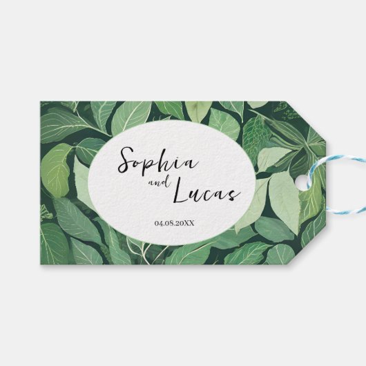 Whimsical Green verlaat bruiloft Cadeaulabel (Voorkant (Horizontaal))