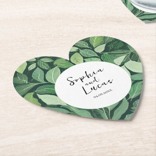 Whimsical Green verlaat bruiloft Kartonnen Onderzetters (Gekanteld)