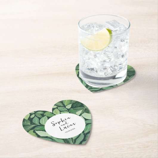 Whimsical Green verlaat bruiloft Kartonnen Onderzetters (Insitu)