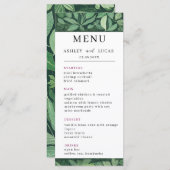 Whimsical Green verlaat bruiloft Menu (Voorkant / Achterkant)