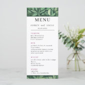 Whimsical Green verlaat bruiloft Menu (Staand voorkant)