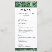 Whimsical Green verlaat bruiloft Menu (Voorkant)