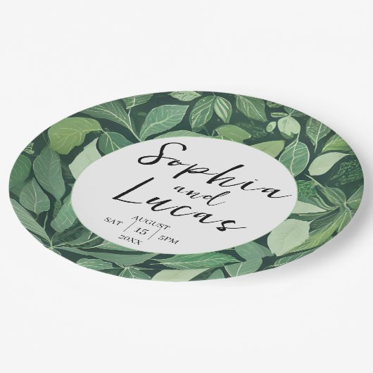 Whimsical Green verlaat bruiloft Papieren Bordje (Gekanteld)