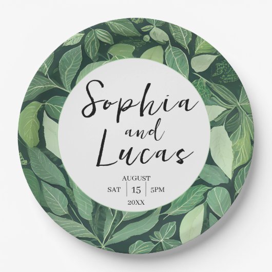 Whimsical Green verlaat bruiloft Papieren Bordje (Voorkant)