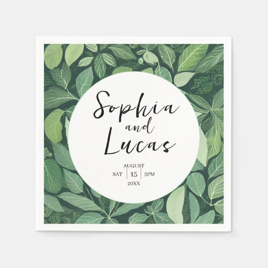 Whimsical Green verlaat bruiloft Servet (Voorkant)