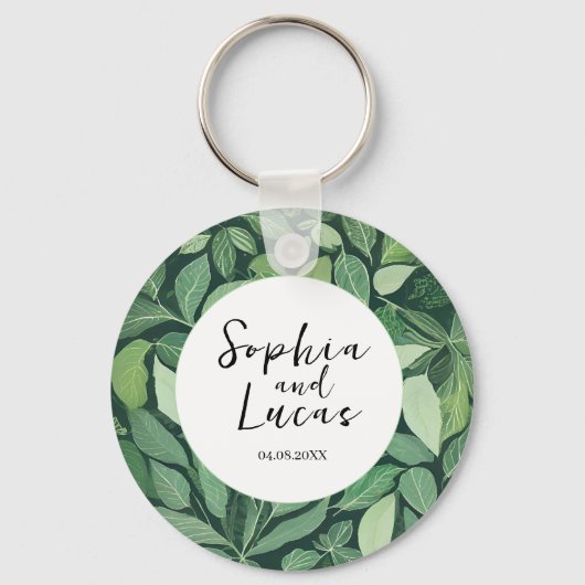 Whimsical Green verlaat bruiloft Sleutelhanger (Voorkant)