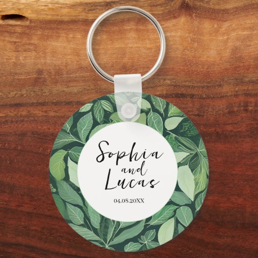 Whimsical Green verlaat bruiloft Sleutelhanger (Voorkant)