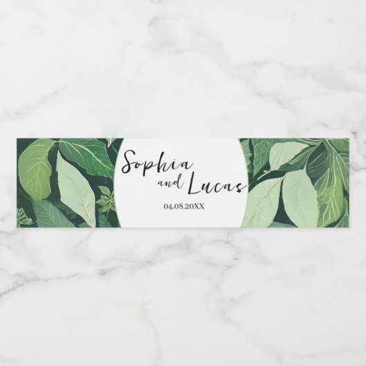 Whimsical Green verlaat bruiloft Waterfles Etiket (Enkel label)