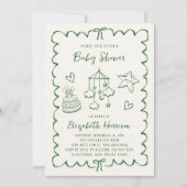 Whimsical Green Wavy Lijst Baby shower Kaart (Voorkant)