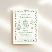 Whimsical Green Wavy Lijst Baby shower Kaart