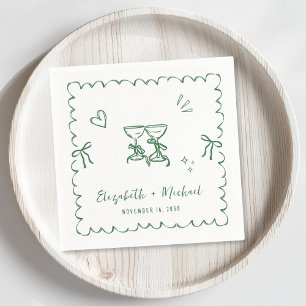 Whimsical Green Wavy Lijst bruiloft Servet