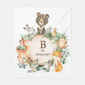 Whimsical Green Woodland Animals Baby Nusery Fleece Deken (Voorkant)