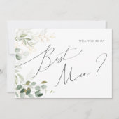 Whimsical Greenery and Gold Best Man proposal Kaar Kaart (Voorkant)
