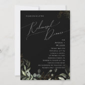 Whimsical Greenery and Gold Black Rehearsal Dinner Kaart (Voorkant)