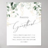 Whimsical Greenery and Gold Photo Guest Book Sign Poster (Voorkant)