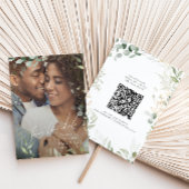Whimsical Greenery and Gold Photo QR Code Save The Date