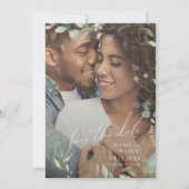 Whimsical Greenery and Gold Photo QR Code Save The Date (Voorkant)