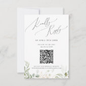 Whimsical Greenery and Gold QR Code RSVP Card (Voorkant)