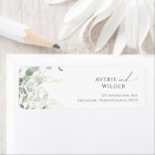 Whimsical Greenery and Gold Return Address Label (Insitu)