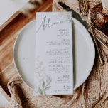 Whimsical Greenery and Gold Wedding Dinner Menu<br><div class="desc">Stap in een wereld van betovering met onze grillige groen en gouden huwelijksdiner menu, perfect voor uw botanische lente boho bruiloft. Dit dinermenu is versierd met salie groene eucalyptus en gouden accenten en straalt elegantie en moderne grillen uit. Stel je voor dat je door een magische zomertuin slentert, omringd door...</div>