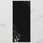 Whimsical Greenery Black and Gold Wedding Dinner Menu (Achterkant)