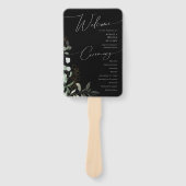 Whimsical Greenery Black and Gold Wedding Program Handwaaier (Voorkant)