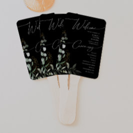 Whimsical Greenery Black and Gold Wedding Program Handwaaier