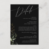 Whimsical Greenery Black en Gold Details Informatiekaartje (Voorkant)